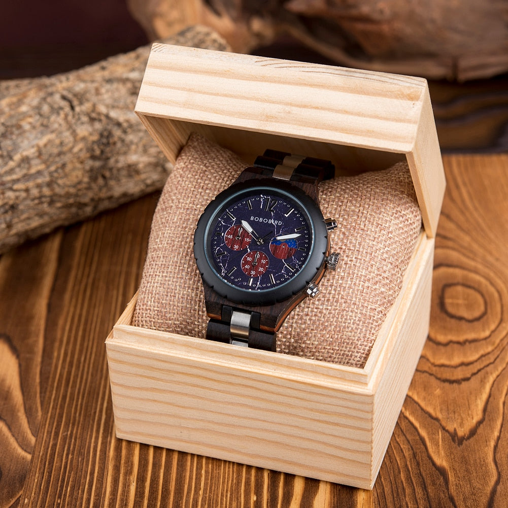 Luxury Wooden Chronograph Watch for Men-C.K Jewelry