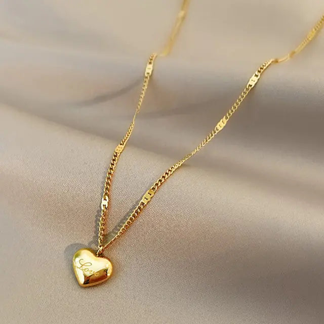 Gold Heart Shaped Opal Necklace-C.K Jewelry