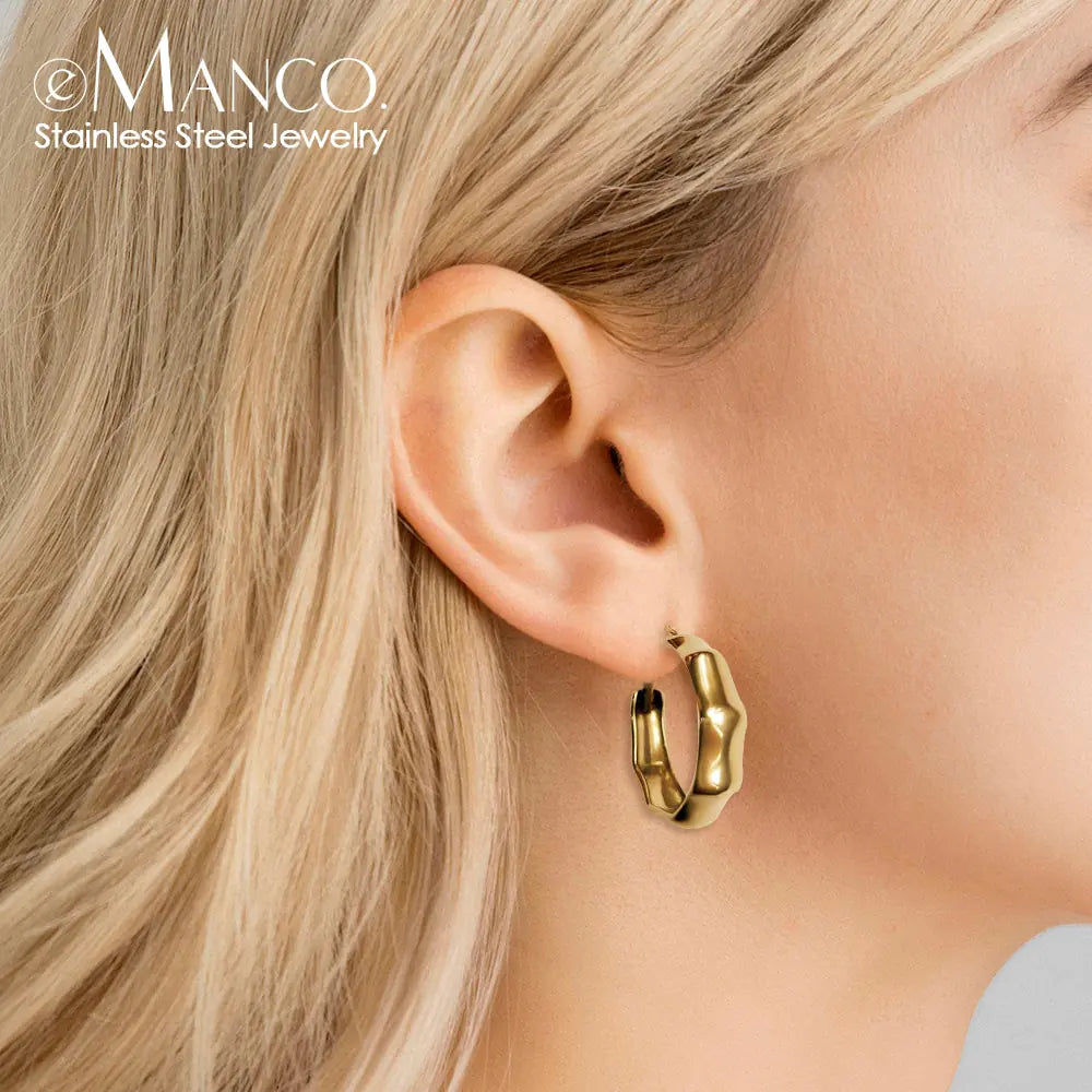 Big Bamboo Circle Hoop Earrings-C.K Jewelry