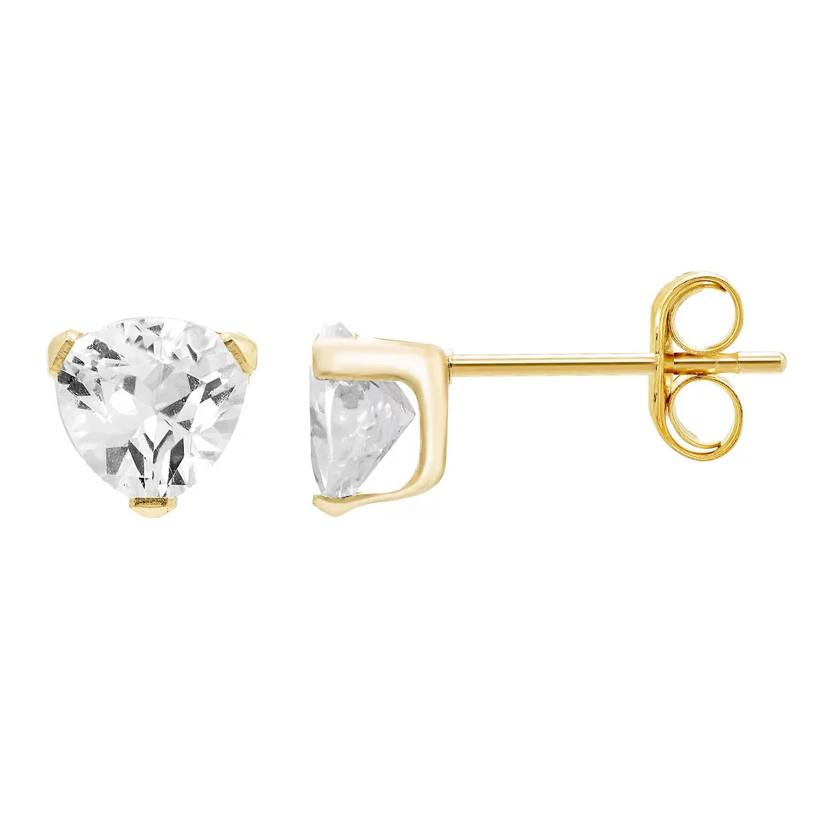 14k Gold Cubic Zirconia Tiny Stud Earrings-C.K Jewelry