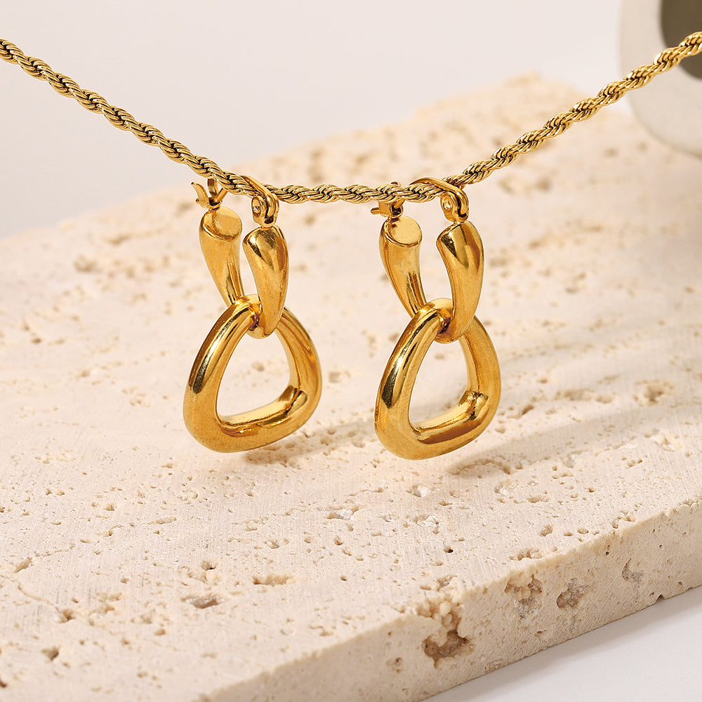 Gold Hoop Drop Earrings-C.K Jewelry