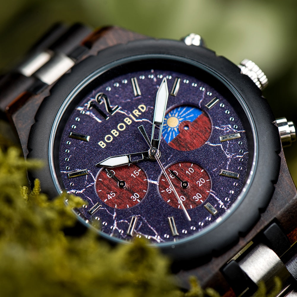 Luxury Wooden Chronograph Watch for Men-C.K Jewelry